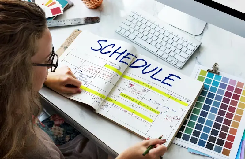 create a study schedule and stick to it
